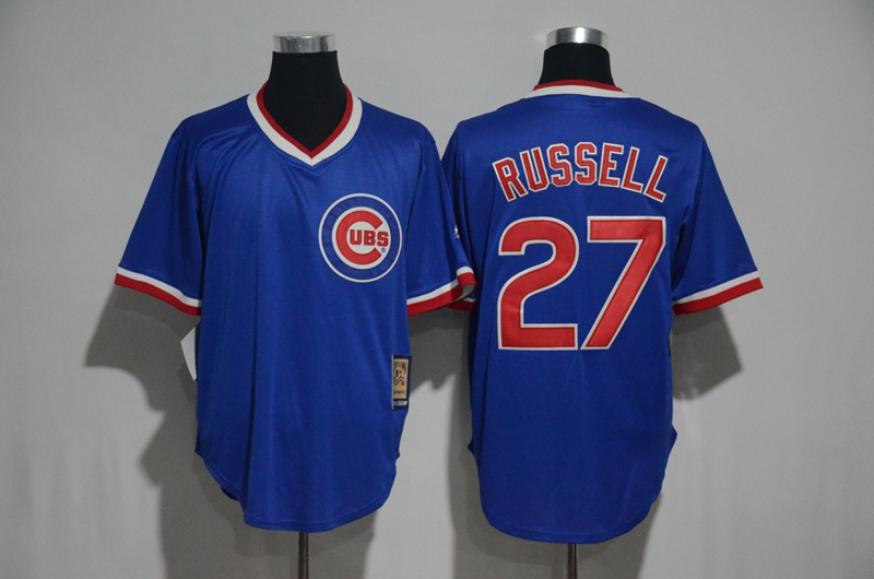 2017 MLB Chicago Cubs #27 Russell Blue Throwback Jersey